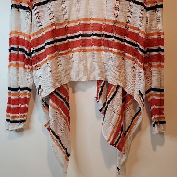 Torrid Open Front Shrug Cardigan Sweater White/Orange Striped Women's Sz 1 EUC - Picture 12 of 12